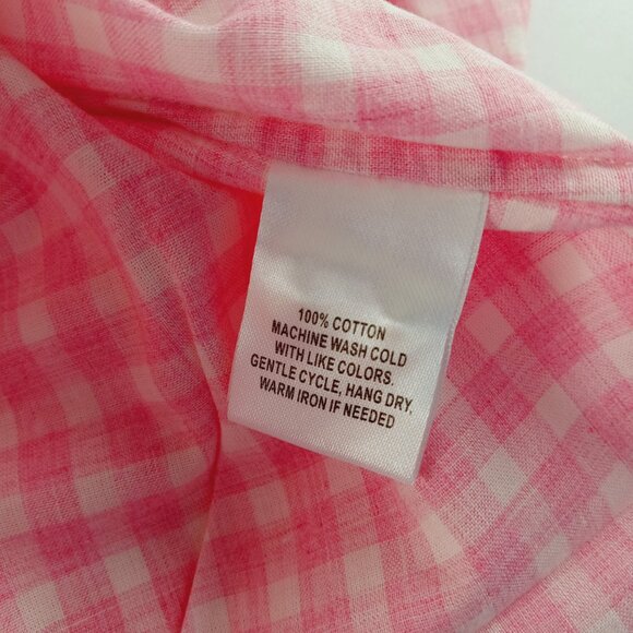 UNTUCKit Calina Button Front Shirt Women's Size 6 Pink White Gingham Cotton - Picture 6 of 7